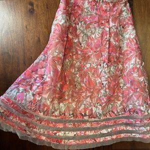 Anthropologie Sachin + Babi Pink Strawberry Hill Floral Midi Skirt